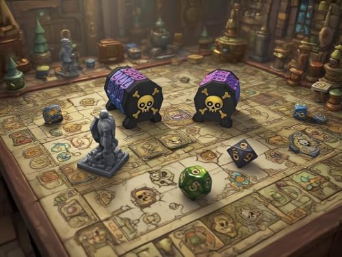 2 Pack Life Counter - HP Tracker with Tracking Card Slo MTG Skull Pattern Tabletop RPG Dungeons and Dragons(2pcs Black Gloden) - color: Black