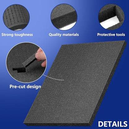 DECOHS 6 Pcs Pick Apart Foam Inserts- 2 Size Pick and Pluck Foam Sheets- Pluck Pre Cubed Foam Pads for Toolbox Game Box Cases Camera Storage Drawer
