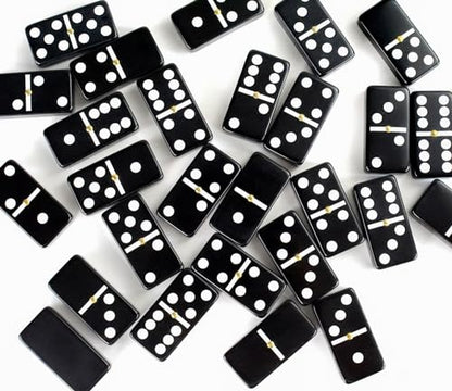 Bucher&Rossini Dominoes Set Double 6 - Classic Black Domino's Game Set for Adults and Kids Idea Gift Present for Domino Players or Family Game Night (Black Tiles) - color: Black New - Double 6