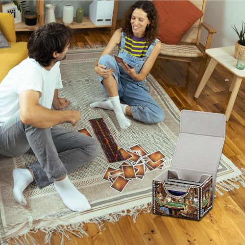 MTG Card Storage Solution - Card Box and Commander Decks, High Capacity Anime Card Sleeves for Deck Box, Group of Cats Playing Poker - color: Group of Cats Playing Poker
