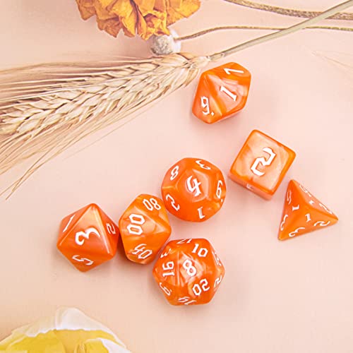 DND Dice Set RPG Polyhedral Dice Fit Dungeons and Dragons(D&D) Pathfinder (Orange) - color: Orange