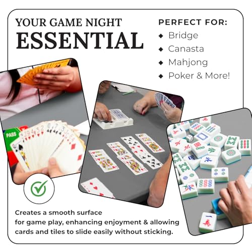 Personalized 54" Round Table Cover – Bridge Table Covers with Soft Ultra-Suede Fabric - Washable Table Cover Protects Cards & Tiles, Reduces Noise - Round Tablecloth for Game Night, Mahjong & Poker - color: Silver Gray Embroidered, size: 54"