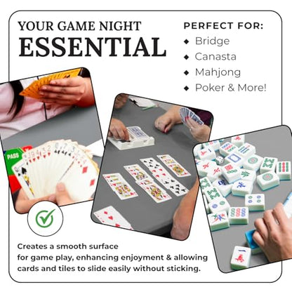 Personalized 54" Round Table Cover – Bridge Table Covers with Soft Ultra-Suede Fabric - Washable Table Cover Protects Cards & Tiles, Reduces Noise - Round Tablecloth for Game Night, Mahjong & Poker - color: Silver Gray Embroidered, size: 54"