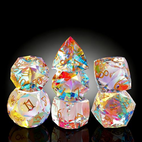7-Piece Diamond Cut Dice Set for Dungeons and Dragons (D&D) | RPG & Tabletop Games | Premium Gift Box & Durable Design - color: Zs-a