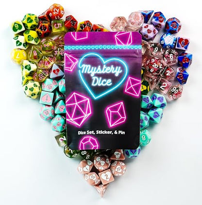 1985 Games Mystery Sweetheart Love Dice, Set of 7 Polyhedral Dice, Wide Range of Patterns, RPG Dice, Table Games (Sweetheart Pack of 6) - color: Sweetheart Mystery Dice, size: Pack of 6