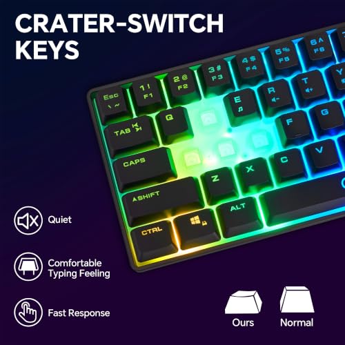 CHONCHOW 60% Gaming Keyboard and Mouse Combo,68 Keys Wired LED RGB Backlit | Gaming Keyboard and RGB Backlit Mouse, Small Light up Keyboard for PC Xbox PS4 (Black) - color: Black