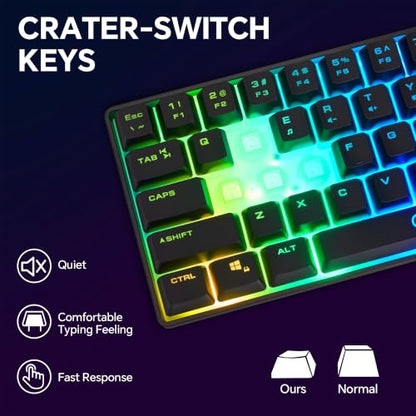 CHONCHOW 60% Gaming Keyboard and Mouse Combo,68 Keys Wired LED RGB Backlit | Gaming Keyboard and RGB Backlit Mouse, Small Light up Keyboard for PC Xbox PS4 (Black) - color: Black