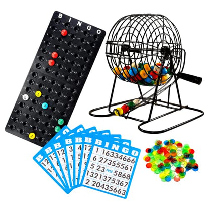 Regal Games Deluxe Bingo Game Set with Cage, Board, Balls, 18 Cards, and Chips - color: 18 Card Set