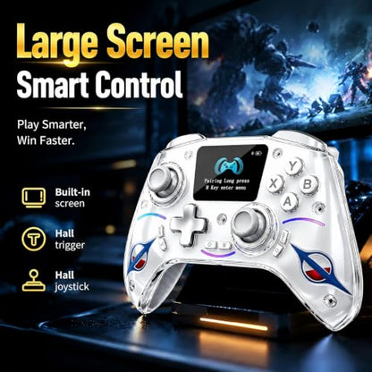 Morostron Wireless Controller for PC and Steam Games | Switch/Switch 2/iOS/Android Compatible, Interactive Screen, Hall Sticks, RGB, 1800mAh, Champagne - color: Champagne
