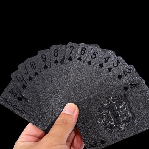 Etyishe Waterproof Playing Cards, Plastic Playing Cards, Deck of Cards | Standard Size, Cool, Black Playing Card for Adults, Premium Poker Card Set, for Magic,Beach,Pool,Camping,Party Games