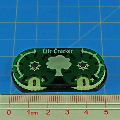 LITKO Life Counter Wheel | Compatible with Magic: The Gathering | Green | 0–99 dual dial | 25x50mm | Translucent acrylic | Laser-engraved Forest symbol | Magnetic, pre-assembled | Fits deck boxes - color: Green