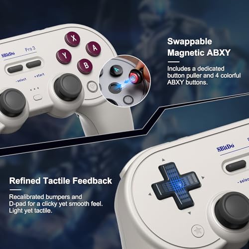 8BitDo Pro 3 Bluetooth Controller for Switch/Switch 2,Windows,TMR Joysticks | Programmable Pro Back Buttons&R4/L4 Bumpers,Hall/Tactile Triggers,Swappable ABXY Buttons,for Apple,SteamOS,Android,G Classic - color: G Classic