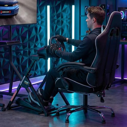 GTPLAYER Sim Racing Wheel Stand Simulator Cockpit Wheel Stand Racing Steering Shifter Mount fit for Logitech G25 G27 G29 G920 G923 Thrustmaster T330TS Gaming Stand Wheel Pedals NOT Included, Black - color: Black