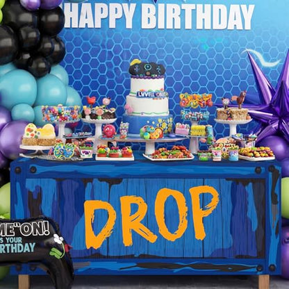 Moukeren Video Game Themed Birthday Tablecloth Drop Box Military Decoration Drop Box Table Cover for Gamers Men Birthday Graduation Supplies,72x30inches
