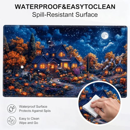for MTG Playmat, Custom Trading Card Game Mat 27.6 x 15.7 in | Autumnal Pumpkin Grove Premium Non-Slip Rubber Base, Water-Resistant & Stitched Edges, Personalized High-Definition Art - color: Autumnal Pumpkin Grove, size: 28" x 16" Regular