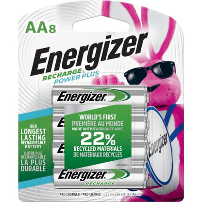 Energizer Power Plus Rechargeable AA Batteries (8 Pack), Double A Batteries - size: Standard, style: AA