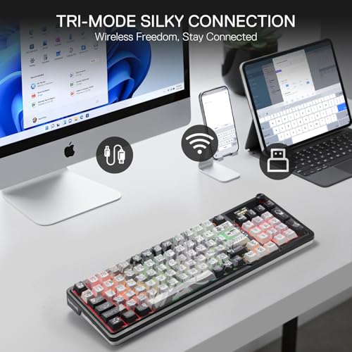 Redragon K719 PRO Wireless Gasket Gaming Keyboard w/Hype Screen & Knob, 95 Keys Mechanical Keyboard, Easy-Control 1.14’’ TFT Info Display, 5-Layer Noise Dampening, Street Graffiti Dye-Sub PBT Keycaps - color: Street Graffiti
