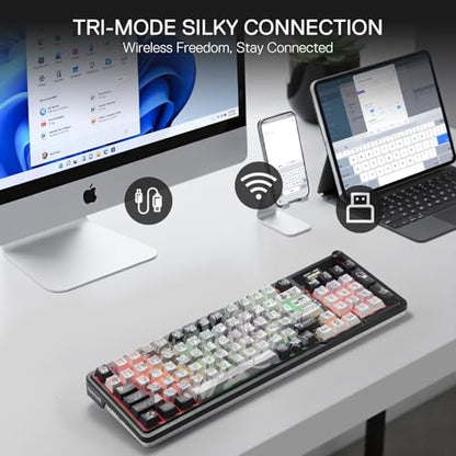 Redragon K719 PRO Wireless Gasket Gaming Keyboard w/Hype Screen & Knob, 95 Keys Mechanical Keyboard, Easy-Control 1.14’’ TFT Info Display, 5-Layer Noise Dampening, Street Graffiti Dye-Sub PBT Keycaps - color: Street Graffiti