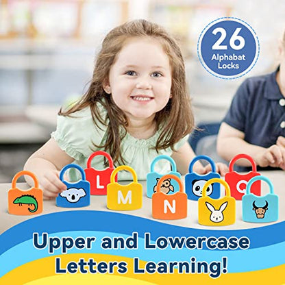 Alphabet Learning Toys, Lock and Key Toddler Toy for Ages 2-4, Preschool Learning Activities, Kindergarten Classroom Must Haves, ABC Montessori Toys for 3 Year Old