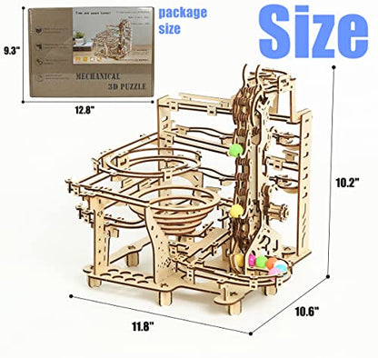 Wooden Marble Run 3D Puzzle - Wood Crafts Mechanical Marble Run Assembly Building Model Kits - Wooden Puzzle DIY Brain Teaser Puzzles - Christmas Birthday Gifts for Adults & Teens - style: Wooden Marble Run