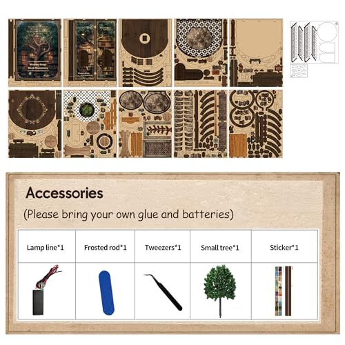 DIY Book Nook Kit with LED Lights | 3D Puzzles for Adults & Teens, Miniatures and Model Building Kits for Bookshelf Decor, Relaxing & Unique Gift for Craft Lovers | Wisdom Library