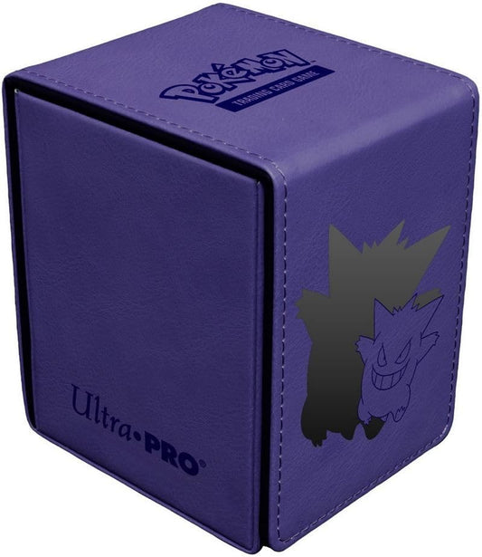 Ultra PRO - Gengar Premium Alcove Flip Deck Box for Pokémon TCG | Holds 100+ Double-Sleeved Cards, Debossed Leatherette Case with Magnetic Closure & Foil Detailing