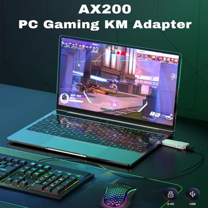 AX200 PC Mouse and Gaming Keyboard Adapter for Computer, Support Key Mapping, Aim Assist, Recoil Control, Smart Joystick Function, 1000Hz Reporting Rate, TPS, FPS, Perfect for APEX, COD Games