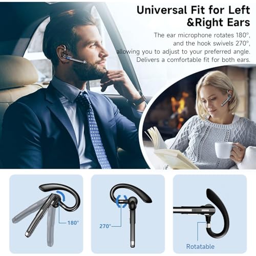 Boytond Bluetooth Headset V6.1,Single-Ear Bluetooth Earpiece,CVC8.0 Noise Cancelling Wireless Headset,100Hrs Talk Time Wireless Earbud with Mic,Hands-Free Headphone for Trucker, Office, Home&Business
