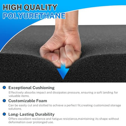 Polyurethane Foam Padding, 1 PCS 16 x 12 x 3 Inch Black Soft Cuttable Packing Foam Inserts for Cases, Furniture, Automotive and Packaging - color: Black, size: 16x12x3