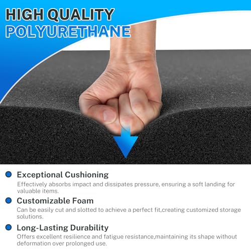 Polyurethane Foam Padding, 2 PCS 16 x 12 x 1 Inch Black Soft Cuttable Packing Foam Inserts for Cases, Furniture, Automotive and Packaging - color: Black, size: 16x12x1 2P
