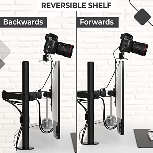 HumanCentric DSLR Monitor Mount Large, Desk Camera, Webcam & Mic Shelf | For Monitor VESA Arm, Replace Clamp Tripods, 100x100mm Patterns, Aluminum, Hardware Included, Light Mounting - size: Large Shelf
