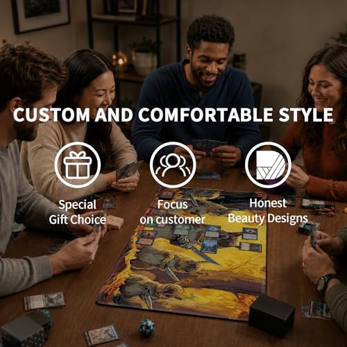 Card Playmat 24" x 14" TCG Game Mat for MTG and Other Card Games, Premium Stitched Card Gameplay Mat with Non-Slip Rubber Backing Board Games Desk Duel Mats, Autumn Squirrel Squad - color: Autumn Squirrel Squad, size: 24"X14" Without Zones