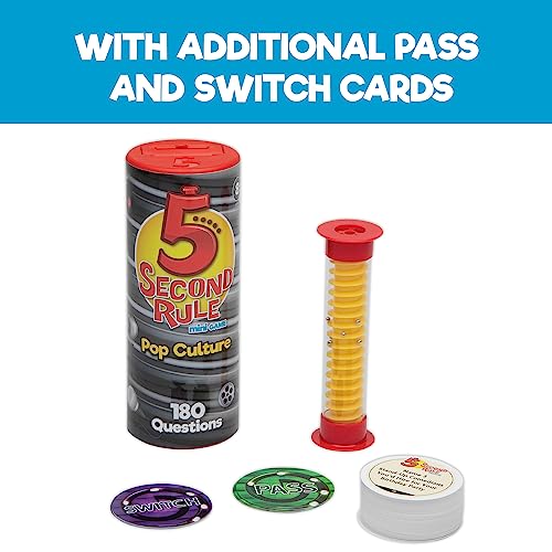 5 Second Rule Game Pop Culture Edition (Mini Tube) - Simple Questions Card Game for Family Fun, Party, Kids, Travel, Game Night & Sleepovers - Think Fast and Shout Out Answers - for Ages 8+ - style: Mini Pop Culture