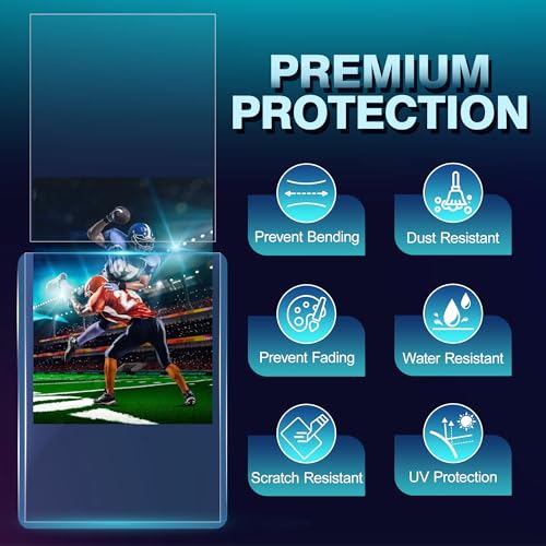 400 Card Sleeves, Clear Hard Sleeves for Cards, 3"X4" Baseball Card Sleeves, Blue Hard Plastic Card Protectors for Trading Sports Football Game Cards (200 Hard Sleeves+200 Penny Sleeves) - size: 200 pcs + 200 pcs Blue