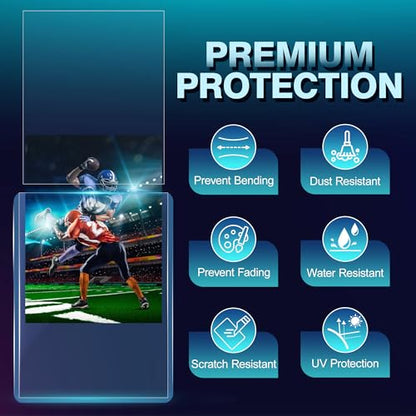 400 Card Sleeves, Clear Hard Sleeves for Cards, 3"X4" Baseball Card Sleeves, Blue Hard Plastic Card Protectors for Trading Sports Football Game Cards (200 Hard Sleeves+200 Penny Sleeves) - size: 200 pcs + 200 pcs Blue