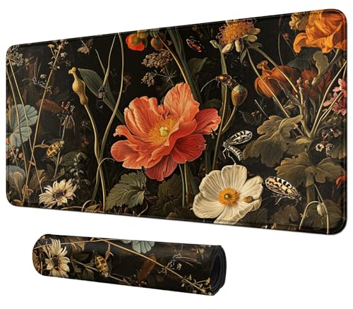 Garden with Flowers and Insects for MTG & TCG Playmat Mouse Pad,BFDHGQZC 24" x 14" Game Mat for MTG/RPG/CCG Trading Card Game Playmats Table Mat Perfect for Card Games Video Games Computer Office - color: Garden With Flowers and Insects