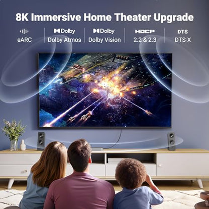 UGREEN 8K HDMI 2.1 Cable Certified 48Gbps 240Hz Ultra High Speed Cord 16FT | 10K 8K@60Hz, 4K 240Hz, Braided, HDCP 2.2&2.3 eARC HDR Dolby, Compatible With PS5, Xbox X, Switch 2, Roku, Mac mini M4 Pro - size: 16FT