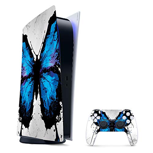 MightySkins Gaming Skin for PS5 / PlayStation 5 Digital Edition Bundle - Butterfly Splash | Protective Viny wrap | Easy to Apply and Change Styles | Made in The USA - color: Butterfly Splash, size: PS5 Digital Edition Bundle