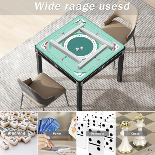 2F22E Mahjong Table Mat for American Mahjong, Neoprene Non-Slip Noise Reduction Mat with Printed Rules, 32.4 x 32.4 Inch Cyan Table Cover for Poker, Cards & Board Games - color: Blue-green Mats