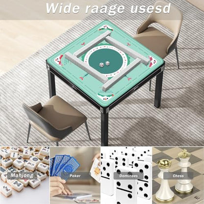 2F22E Mahjong Table Mat for American Mahjong, Neoprene Non-Slip Noise Reduction Mat with Printed Rules, 32.4 x 32.4 Inch Cyan Table Cover for Poker, Cards & Board Games - color: Blue-green Mats
