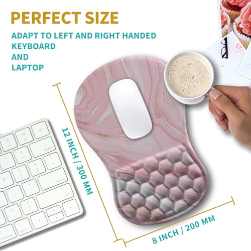 Hokafenle Ergonomic Mouse Pad Wrist Support, Wrist Rest Mousepad for Carpal Tunnel Pain Relief with Integrated Memory Foam Slope Massage Bulge (11.8x7.9 inch,Pink Fluid - color: KM02-Pink Fluid