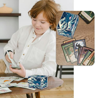 Strong Magnet Case Deck Box Mtg Card Box Playing Card Box Magic Deck Box Tcg Up to 200 Cards Creative Pattern Trading Card Storage Box for Collectible Card Games, Blue Wave - color: Blue Wave