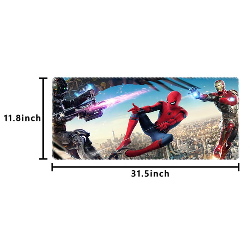 Cartoon Pattern Extended Gaming Mouse Pad, 31.5 x 11.8 Inches Non-Slip Keyboard Mat with Stitched Edge for Gaming & Office (Spide) - color: Spide