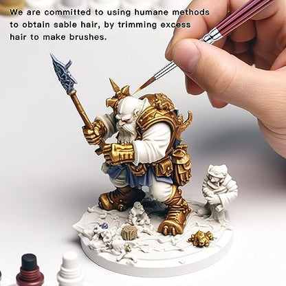 Kolinsky Sable Miniature Paint Brushes - Golden Maple Professional Ultra Fine Point Brush for Miniature, Model Painting & Watercolor Details - Size 3/0 4/0 5/0 - size: 3/0 4/0 5/0 Ultra Fine Point