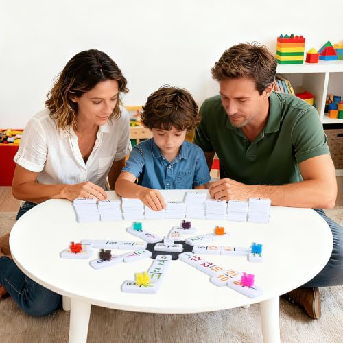 Mexican Train Dominoes Set Double 12 with Numbers, Dominoes Set for Adults and Family, Mexican Train Double 12 Numbers Dominos Set - 91 Tiles, 9 Trains, 8PCS Wooden Holders, Hub, Instruction - color: D12 Numbers 8 Holders
