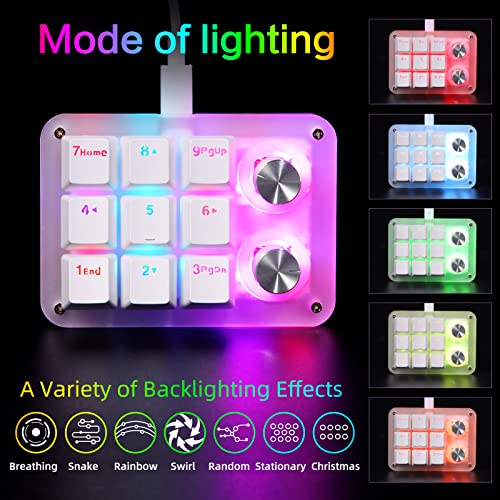 Koolertron 9-Key Mechanical Numpad with 2 Programmable Knobs, LED Backlit Macro Gaming Keyboard, Fully Customizable Numeric Keypad for PC - style: 9 Keys//Red switches/RGB Backlight/02