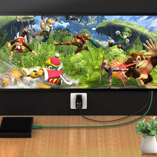 Switch Dock Mini Portable, 1.8M/ 6FT Switch TV Dock, Switch Docking Station with 4K/1080P HDMI Adapter and 100W Charging Port, Dark Green, Not for Switch 2