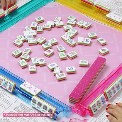American Mahjong Tile Set, 160 Rose Pink 4-Layer Mahjong Game Set with 4 Dice with Pouch, Gift-Ready Storage Box, Mahjong Tile Set American, Mahjong Set American, Mahjong Tiles, Mah Jong - color: Rose Red