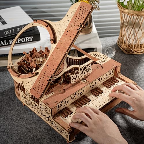 3D Puzzles for Adults, Wooden 3D Puzzle Model Time Piano Music Box Toys Building Kits, DIY Wood Crafts Cool Toy Hobbies for Men Women, Creative Assembly Gifts ﻿
