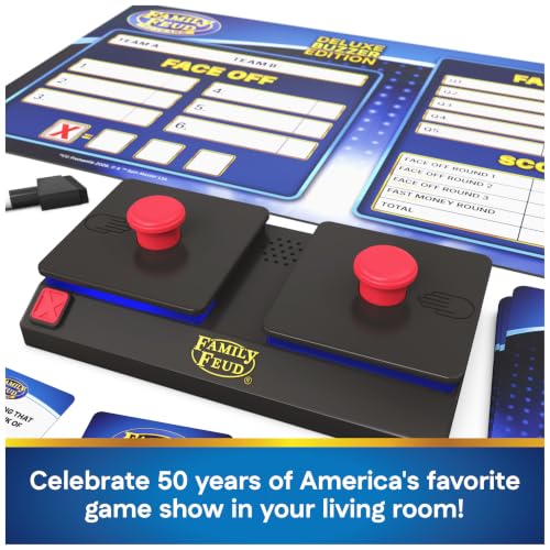Spin Master Games Family Feud: Deluxe Buzzer Edition Board Game | Survey Says Fun, Guess The Most Popular Answers, Features Buzzer with Lights & Sounds, For 3 or More Players, Ages 8 & Up